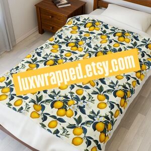 Lemon Print Cozy Blanket